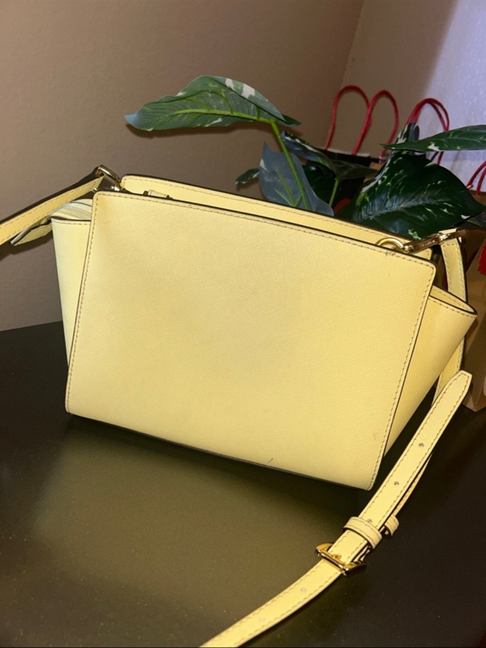 Women's Structured Crossbody Bag in Pale Yellow